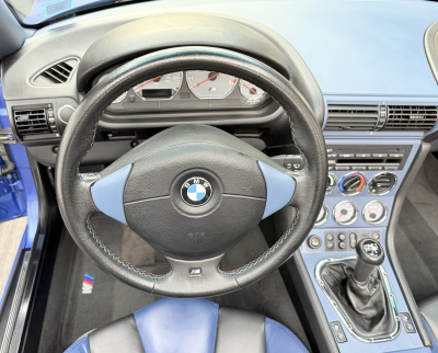 2002 BMW M Roadster in Estoril Blue Metallic over Estoril Blue & Black Nappa