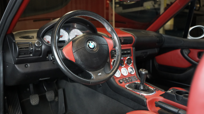 2002 BMW M Roadster in Titanium Silver Metallic over Imola Red & Black Nappa