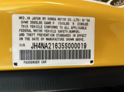 2005 Acura NSX in Rio Yellow over Black