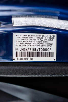 1997 Acura NSX in Monte Carlo Blue over Black