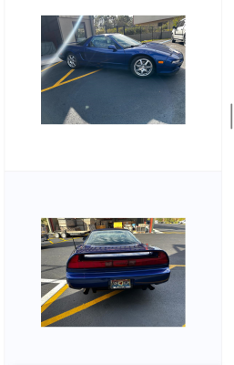 1997 Acura NSX in Monte Carlo Blue over Black