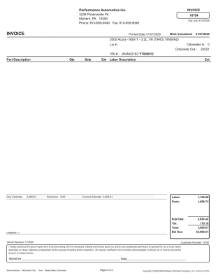 2000 Acura NSX in Monaco Blue over Black