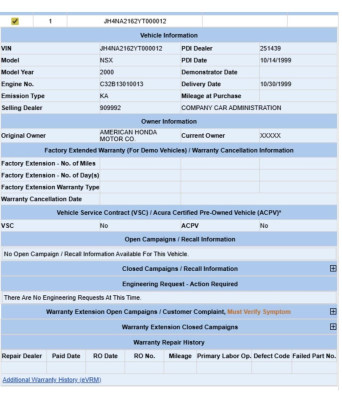 2000 Acura NSX in Monaco Blue over Black