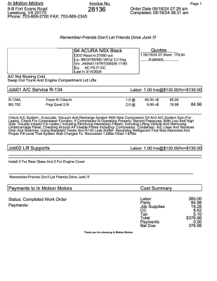 1994 Acura NSX in Berlina Black over Tan
