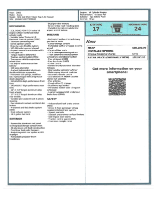 2001 Acura NSX in Spa Yellow over Black