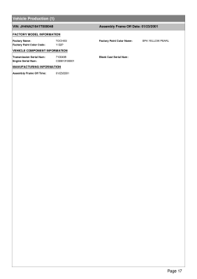 2001 Acura NSX in Spa Yellow over Black