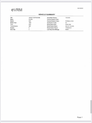 1994 Acura NSX in Formula Red over Black