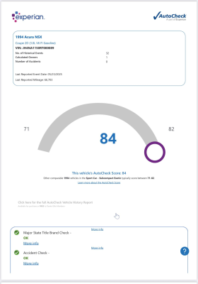 1994 Acura NSX in Formula Red over Black