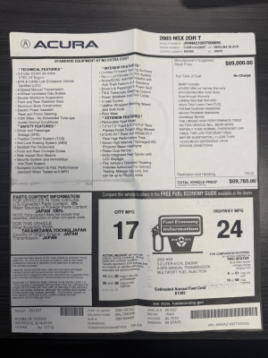 2003 Acura NSX in Berlina Black over Black