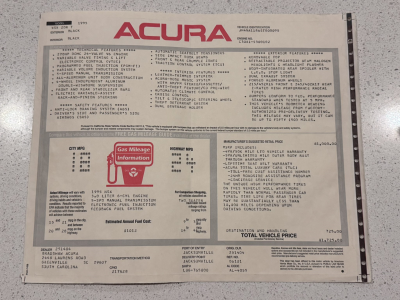 1995 Acura NSX in Berlina Black over Black