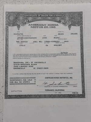 1995 Acura NSX in Berlina Black over Black