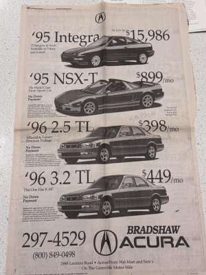 1995 Acura NSX in Berlina Black over Black