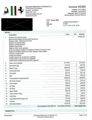 1997 Acura NSX in Spa Yellow over Black
