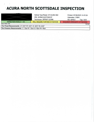 1997 Acura NSX in Spa Yellow over Black