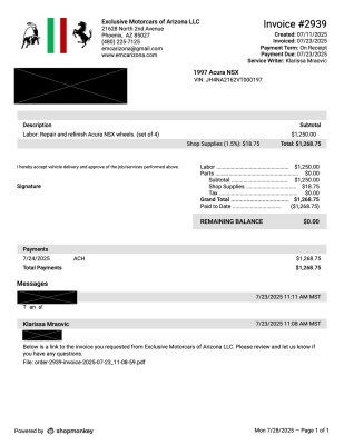 1997 Acura NSX in Spa Yellow over Black