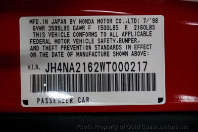 1998 Acura NSX in Formula Red over Tan