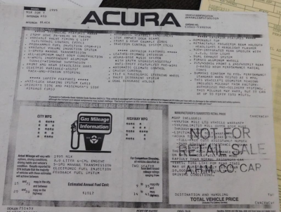 1995 Acura NSX in Spa Yellow over Black