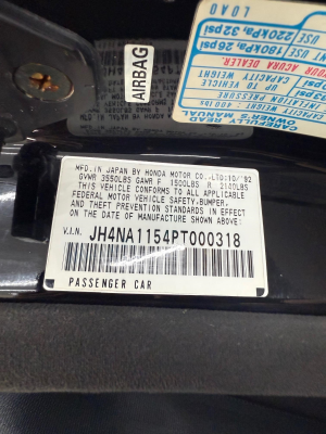 1993 Acura NSX in Berlina Black over Black