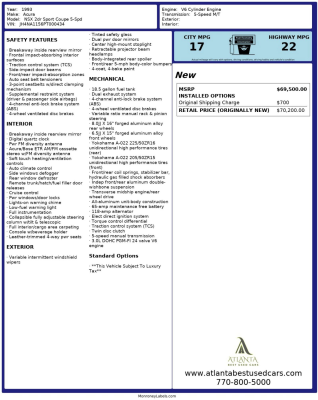 1993 Acura NSX in Grand Prix White over Black