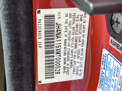 1991 Acura NSX in Formula Red over Ivory