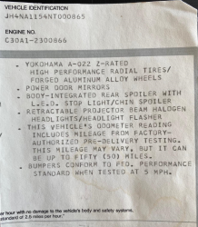 1992 Acura NSX in Grand Prix White over Black