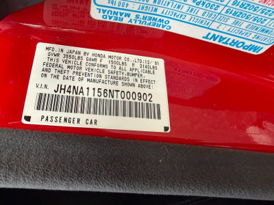 1992 Acura NSX in Formula Red over Black