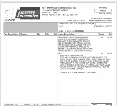 1991 Acura NSX in Formula Red over Ivory
