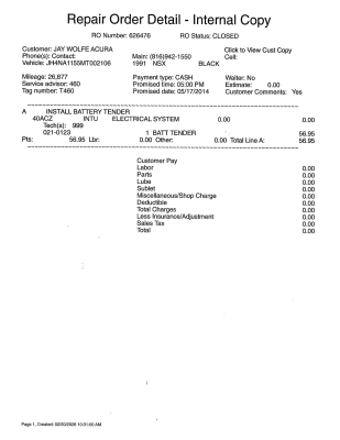 1991 Acura NSX in Berlina Black over Black