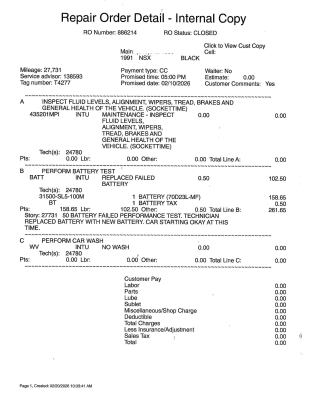 1991 Acura NSX in Berlina Black over Black