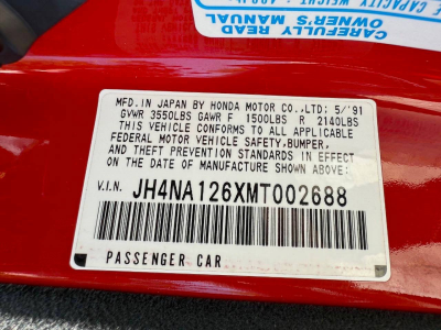 1991 Acura NSX in Formula Red over Ivory