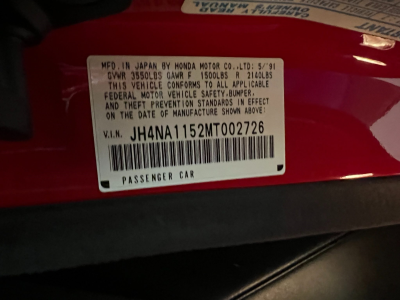 1991 Acura NSX in Formula Red over Black