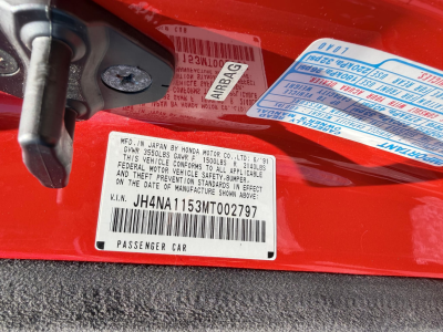 1991 Acura NSX in Formula Red over Black