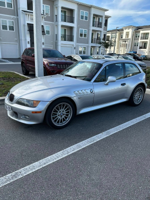 2001 BMW Z3 Coupe in Titanium Silver Metallic over Extended Tanin Red