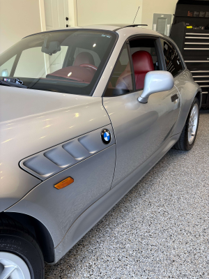 1999 BMW Z3 Coupe in Arctic Silver Metallic over Extended Tanin Red