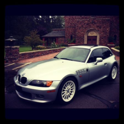 1999 BMW Z3 Coupe in Arctic Silver Metallic over Tanin Red