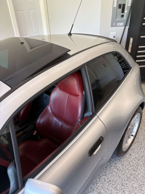 1999 BMW Z3 Coupe in Arctic Silver Metallic over Extended Tanin Red
