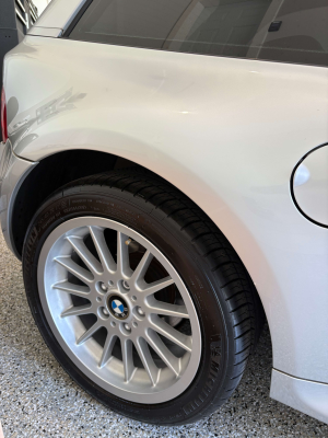 1999 BMW Z3 Coupe in Arctic Silver Metallic over Extended Tanin Red