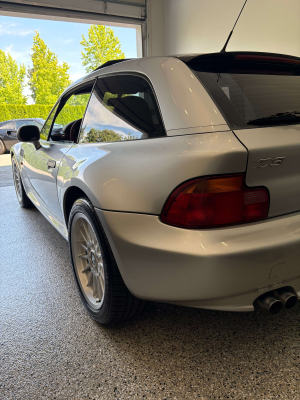 1999 BMW Z3 Coupe in Arctic Silver Metallic over Extended Tanin Red
