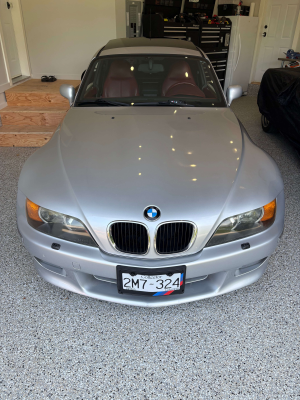 1999 BMW Z3 Coupe in Arctic Silver Metallic over Extended Tanin Red