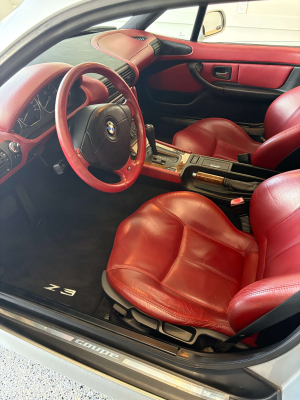 1999 BMW Z3 Coupe in Arctic Silver Metallic over Extended Tanin Red