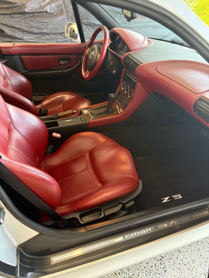 1999 BMW Z3 Coupe in Arctic Silver Metallic over Extended Tanin Red
