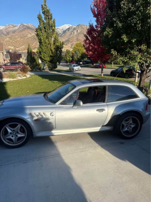 1999 BMW Z3 Coupe in Arctic Silver Metallic over Tanin Red