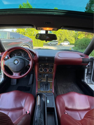 1999 BMW Z3 Coupe in Arctic Silver Metallic over Extended Tanin Red