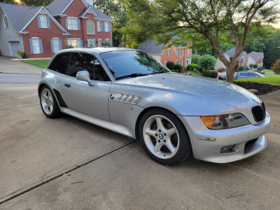 1999 BMW Z3 Coupe in Arctic Silver Metallic over Tanin Red