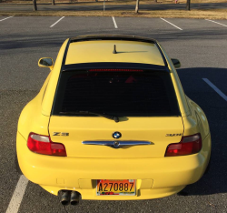 2001 BMW Z3 Coupe in Dakar Yellow 2 over Extended Dream Red