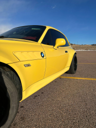 2001 BMW Z3 Coupe in Dakar Yellow 2 over Extended Dream Red