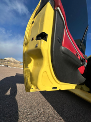 2001 BMW Z3 Coupe in Dakar Yellow 2 over Extended Dream Red