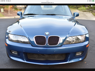 2002 BMW Z3 Coupe in Topaz Blue Metallic over Topaz Blue