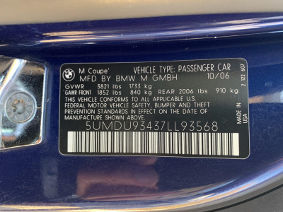 2007 BMW Z4 M Coupe in Interlagos Blue Metallic over Black Extended Nappa