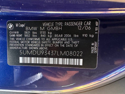 2007 BMW Z4 M Coupe in Interlagos Blue Metallic over Black Extended Nappa